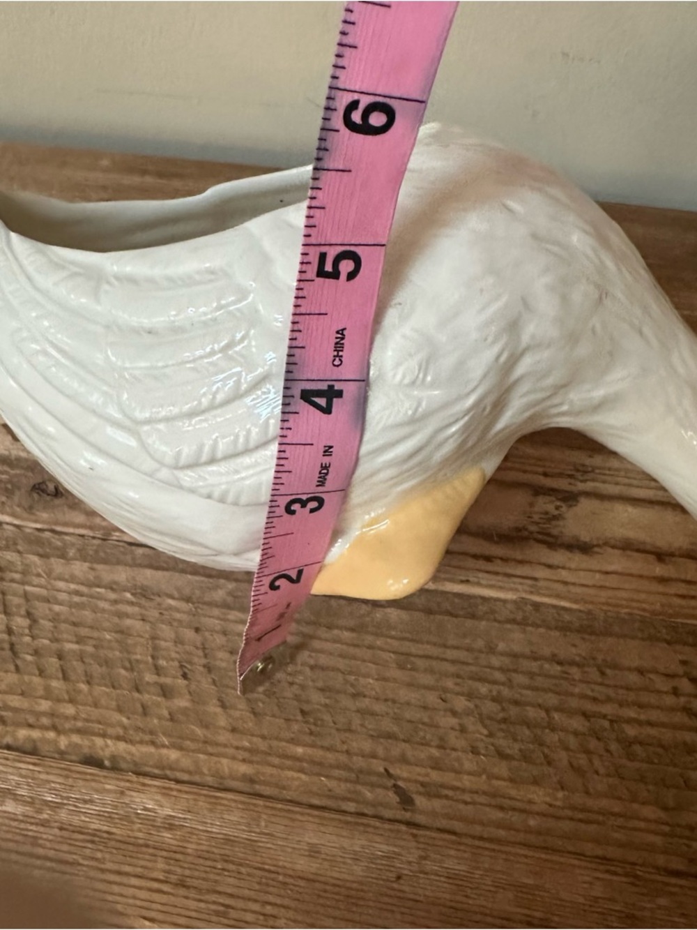 Vintage White Ceramic Goose Planter & Mini Duck Figurine Set Farmhouse Decor - Picture 8 of 11